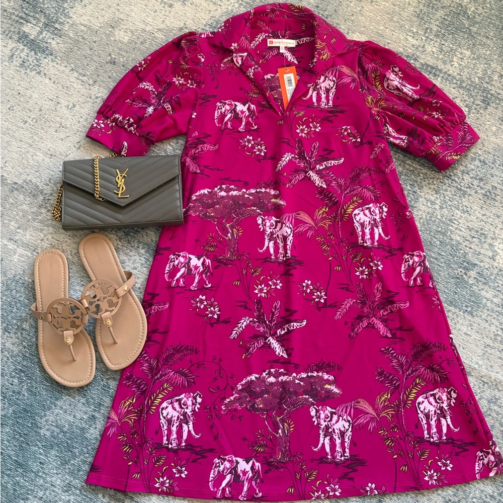 Jude Connally Pink Elephant Print Dress